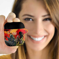 New Zealand and Australia ANZAC Day AirPods Case Sliver Fern Kakapo With Golden Wattle Kangaroo - Polynesian Pride