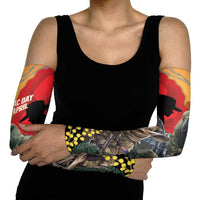 New Zealand and Australia ANZAC Day Arm Sleeves Sliver Fern Kakapo With Golden Wattle Kangaroo - Polynesian Pride