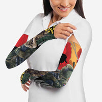 New Zealand and Australia ANZAC Day Arm Sleeves Sliver Fern Kakapo With Golden Wattle Kangaroo - Polynesian Pride