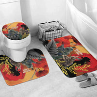 New Zealand and Australia ANZAC Day Bathroom Set Sliver Fern Kakapo With Golden Wattle Kangaroo - Polynesian Pride
