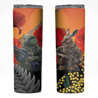 New Zealand and Australia ANZAC Day Skinny Tumbler Sliver Fern Kakapo With Golden Wattle Kangaroo