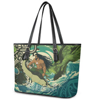Aotearoa Tangaroa Atua Leather Tote Bag New Zealand God Of The Ocean