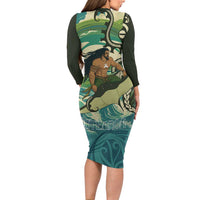 Aotearoa Tangaroa Atua Long Sleeve Bodycon Dress New Zealand God Of The Ocean