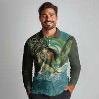 Aotearoa Tangaroa Atua Long Sleeve Polo Shirt New Zealand God Of The Ocean