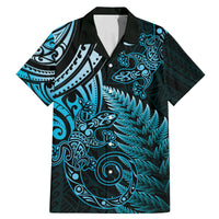 New Zealand Lizard Family Matching Mermaid Dress and Hawaiian Shirt Silver Fern Aotearoa Maori Blue Version
