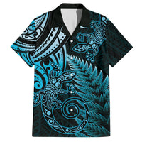 New Zealand Lizard Hawaiian Shirt Silver Fern Aotearoa Maori Blue Version LT14 Blue - Polynesian Pride