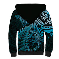 New Zealand Lizard Sherpa Hoodie Silver Fern Aotearoa Maori Blue Version LT14 - Polynesian Pride