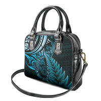 New Zealand Lizard Shoulder Handbag Silver Fern Aotearoa Maori Blue Version LT14 - Polynesian Pride
