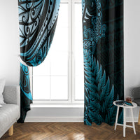 New Zealand Lizard Window Curtain Silver Fern Aotearoa Maori Blue Version