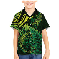 New Zealand Lizard Family Matching Mermaid Dress and Hawaiian Shirt Silver Fern Aotearoa Maori Green Version