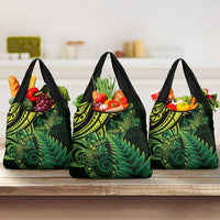 New Zealand Lizard Grocery Bag Silver Fern Aotearoa Maori Green Version LT14 3-pack One Size Green - Polynesian Pride
