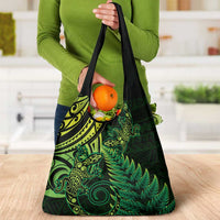 New Zealand Lizard Grocery Bag Silver Fern Aotearoa Maori Green Version LT14 - Polynesian Pride