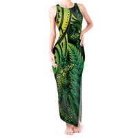 New Zealand Lizard Tank Maxi Dress Silver Fern Aotearoa Maori Green Version LT14 Women Green - Polynesian Pride