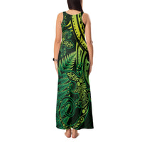 New Zealand Lizard Tank Maxi Dress Silver Fern Aotearoa Maori Green Version LT14 - Polynesian Pride