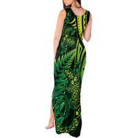 New Zealand Lizard Tank Maxi Dress Silver Fern Aotearoa Maori Green Version LT14 - Polynesian Pride