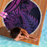 New Zealand Lizard Beach Blanket Silver Fern Aotearoa Maori Purple Version
