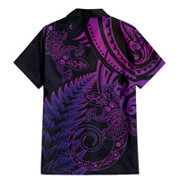 New Zealand Lizard Family Matching Mermaid Dress and Hawaiian Shirt Silver Fern Aotearoa Maori Purple Version
