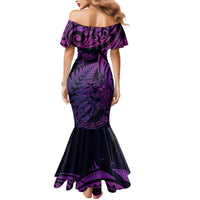 New Zealand Lizard Mermaid Dress Silver Fern Aotearoa Maori Purple Version LT14 - Polynesian Pride