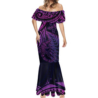 New Zealand Lizard Mermaid Dress Silver Fern Aotearoa Maori Purple Version LT14 - Polynesian Pride