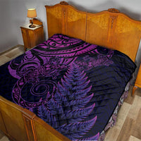 New Zealand Lizard Quilt Silver Fern Aotearoa Maori Purple Version