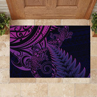 New Zealand Lizard Rubber Doormat Silver Fern Aotearoa Maori Purple Version LT14 - Polynesian Pride