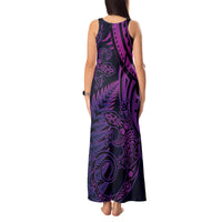 New Zealand Lizard Tank Maxi Dress Silver Fern Aotearoa Maori Purple Version LT14 - Polynesian Pride