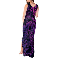 New Zealand Lizard Tank Maxi Dress Silver Fern Aotearoa Maori Purple Version LT14 - Polynesian Pride