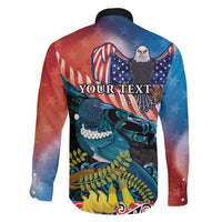 Personalised United States And New Zealand Family Matching Off The Shoulder Long Sleeve Dress and Hawaiian Shirt USA Eagle With Kowhai Aotearoa Tui Bird