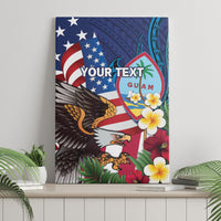 Personalised United States And Guam Canvas Wall Art USA Eagle With Guahan Seal Tropical Vibes