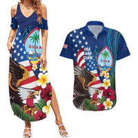 Personalised United States And Guam Couples Matching Summer Maxi Dress and Hawaiian Shirt USA Eagle With Guahan Seal Tropical Vibes