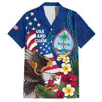 Personalised United States And Guam Hawaiian Shirt USA Eagle With Guahan Seal Tropical Vibes LT14 Blue - Polynesian Pride
