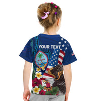 Personalised United States And Guam Kid T Shirt USA Eagle With Guahan Seal Tropical Vibes