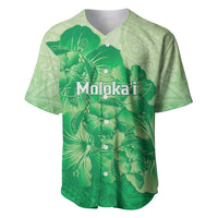 Aloha Hawaii Molokai Island Baseball Jersey Hibiscus Tribal Honu Hawaiian Tattoo Green