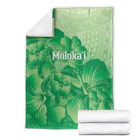 Aloha Hawaii Molokai Island Blanket Hibiscus Tribal Honu Hawaiian Tattoo Green