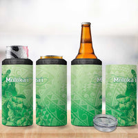 Aloha Hawaii Molokai Island 4 in 1 Can Cooler Tumbler Hibiscus Tribal Honu Hawaiian Tattoo Green