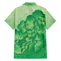 Aloha Hawaii Molokai Island Family Matching Off The Shoulder Long Sleeve Dress and Hawaiian Shirt Hibiscus Tribal Honu Hawaiian Tattoo Green