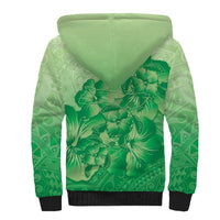 Aloha Hawaii Molokai Island Sherpa Hoodie Hibiscus Tribal Honu Hawaiian Tattoo Green