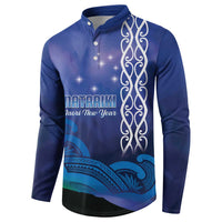Personalised Matariki New Zealand Button Sweatshirt Maori New Year Galaxy Koru Pattern