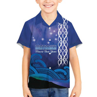 Personalised Matariki New Zealand Family Matching Off Shoulder Maxi Dress and Hawaiian Shirt Maori New Year Galaxy Koru Pattern