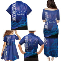 Personalised Matariki New Zealand Family Matching Puletasi and Hawaiian Shirt Maori New Year Galaxy Koru Pattern