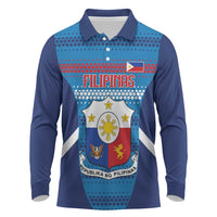 Philippines Football 2026 Long Sleeve Polo Shirt Come On Filipinas LT14 Blue - Polynesian Pride