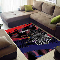 Philippines Sun Tattoo Area Rug Feathers Filipinas Grunge Style Black