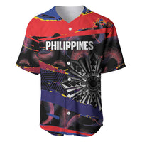 Philippines Sun Tattoo Baseball Jersey Feathers Filipinas Grunge Style Black LT14 Black - Polynesian Pride
