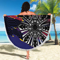 Philippines Sun Tattoo Beach Blanket Feathers Filipinas Grunge Style Black LT14 - Polynesian Pride