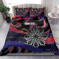 Philippines Sun Tattoo Bedding Set Feathers Filipinas Grunge Style Black LT14 - Polynesian Pride