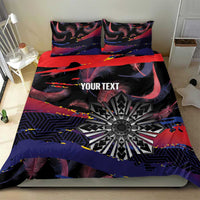 Philippines Sun Tattoo Bedding Set Feathers Filipinas Grunge Style Black LT14 - Polynesian Pride