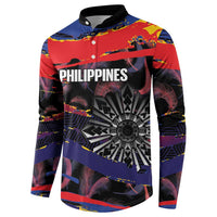 Philippines Sun Tattoo Button Sweatshirt Feathers Filipinas Grunge Style Black LT14 - Polynesian Pride