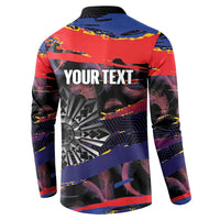 Philippines Sun Tattoo Button Sweatshirt Feathers Filipinas Grunge Style Black LT14 - Polynesian Pride