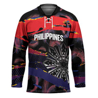 Philippines Sun Tattoo Hockey Jersey Feathers Filipinas Grunge Style Black LT14 Unisex Black - Polynesian Pride