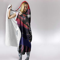 Philippines Sun Tattoo Hooded Blanket Feathers Filipinas Grunge Style Black LT14 - Polynesian Pride